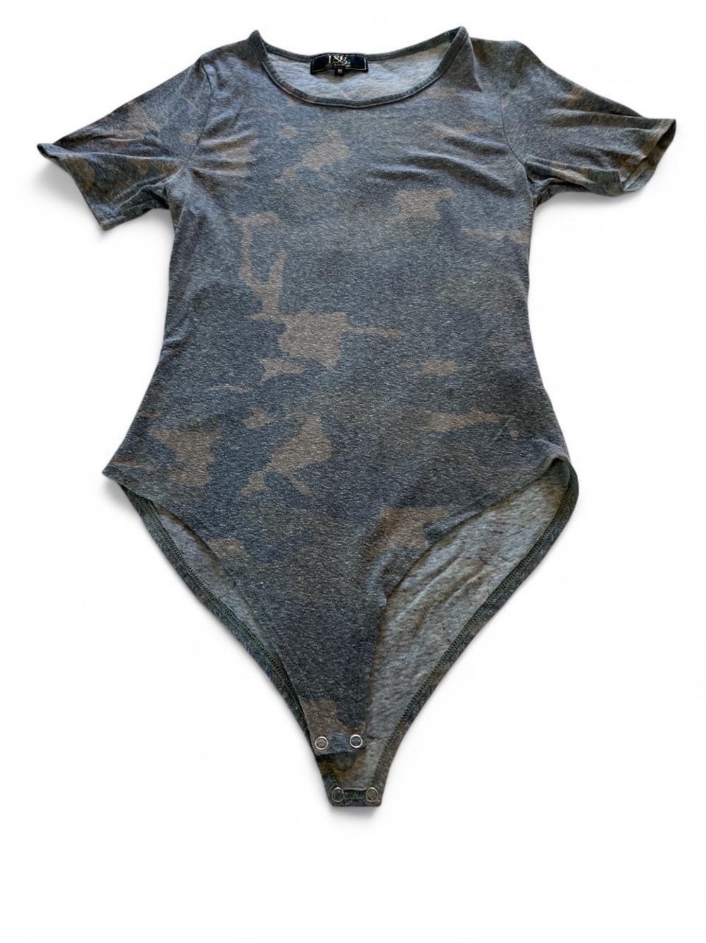 L&B Gray Heather Camo Short-Sleeve One-Piece Bodysuit